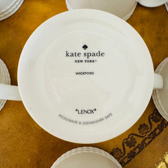 Kate Spade New York White Lenox Wickford 10 oz Rope Accent Mugs Set of 7 - Picture 8 of 9